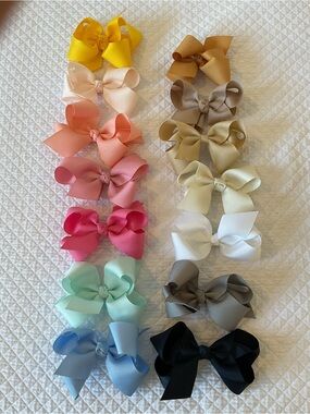 Girls' Assorted Grosgrain Hair Bows - Multi Color